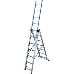 Comparateur de prix : Hailo Echelle transformable 3 plans 3x7 échelons 5m10 en aluminium HobbyStep