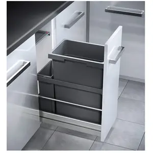 Comparateur de prix : HAILO Poubelle encastrable 2 bacs pour meuble coulissant 45L (38+7) Eu...