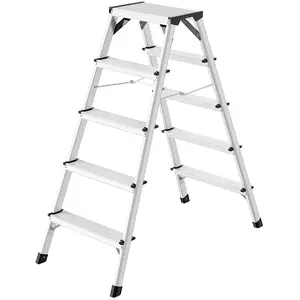Escabeau en Alu 2x5 Haut. travail 310cm charge max. 150Kg D60 - Hailo pas cher