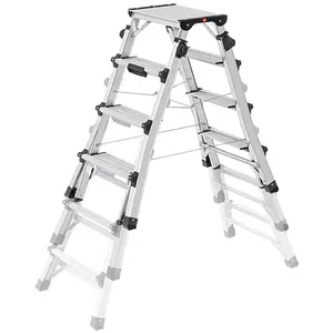 Comparateur de prix : Hailo Escabeau double accès professionnel télescopique 2x6 marches ada...