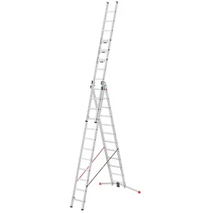 Echelle transformable 3 plans 3x12 échelons 8m80 en Aluminium Hailo S ... pas cher