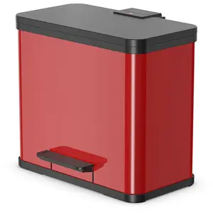 Hailo Poubelle à pédale Oko Trio Plus Taille L 3x9 L Rouge 0633-240 pas cher