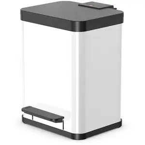 Comparateur de prix : Hailo Poubelle à pédale Oko Duo Plus Taille M 2x9 L Blanc 0622-230