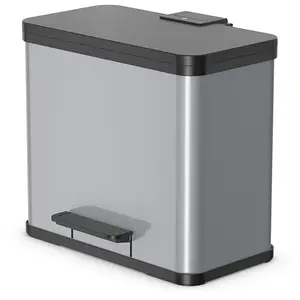 Comparateur de prix : Hailo Poubelle à pédale Oko Duo Plus Taille L 17+9 L Argenté 0630-220