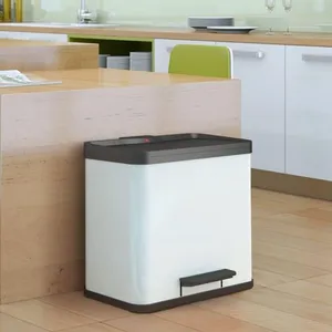 Comparateur de prix : Hailo Poubelle à pédale Oko Duo Plus Taille L 17+9 L Blanc 0630-230
