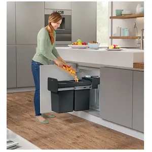 Comparateur de prix : Hailo Poubelle de tri sélectif encastrable 28 litres (14+14) EcoLine Design L Duo