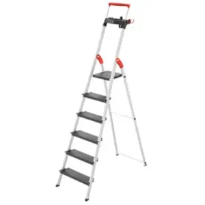 Comparateur de prix : Hailo - Escabeau de sécurité pliable en aluminium 6 marches larges L100