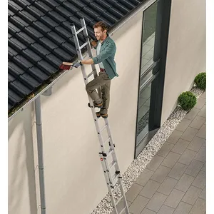 Comparateur de prix : Hailo Echelle Coulissante à Main, 2 x 15, 8.40m Hauteur 7215-007 Argenté