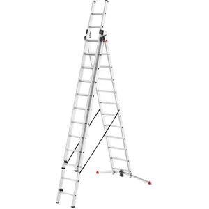 Comparateur de prix : Hailo Échelle Transformable à Rattrapage de Niveau, 3 x 12 Échelons Argenté