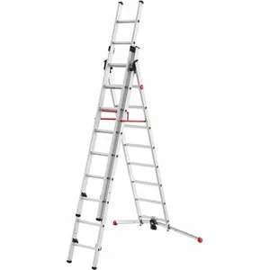 Comparateur de prix : Echelle transformable HAILO ProfiLOT 3 plans 3x9 échelons en aluminium