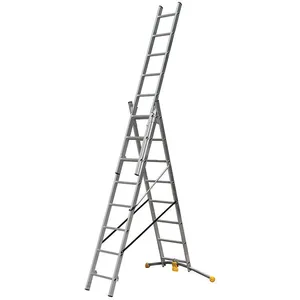 Comparateur de prix : Hailo Echelle transformable 3 plans 3x8 échelons 5m80 en aluminium HobbyLot