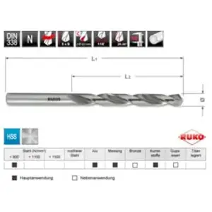 Ruko - din 338 Foret hélicoïdal hss de type n, Ø6,5 mm 2144065Vendu paramazon