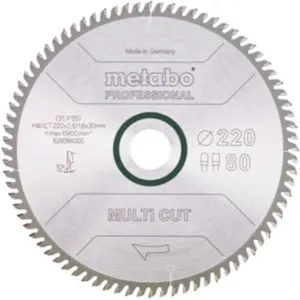 METABO 628084000 - Hoja de sierra metal duro HW/CT Multi Cut 220 x 30 mm dientes 80 FZ/TZ pas cher