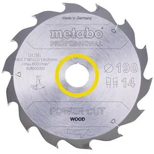 Comparateur de prix : Metabo - Lame de scie circ. Pro 'Power Cut Wood' hw/ct 190x30, 14 wz 25°