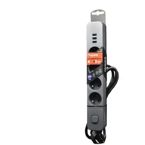 Comparateur de prix : QUARX Multiprise avec interrupteur 4 prises 2 pôles + terre + 3 USB noir 1.5 m