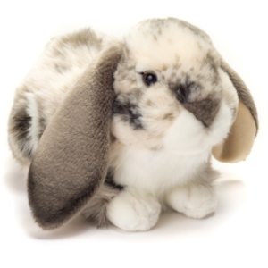 Teddy Hermann Peluche lapin gris allongé 30 cm pas cher