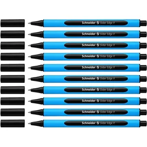 Comparateur de prix : Schneider Pack de 10 stylos à bille Slider Edge Kappenmodell; mine F(Encre noire et corps bleu cyan)