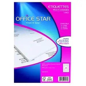 Comparateur de prix : OFFICE STAR Lot de 10 Boites de 2400 étiquettes multi-usage blanches 70X36mm OS43475