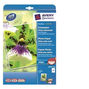 Comparateur de prix : Papier photo jet d'encre A4 Avery Dennison Premium 2559-20 - 250g Mat satiné 20 feuilles