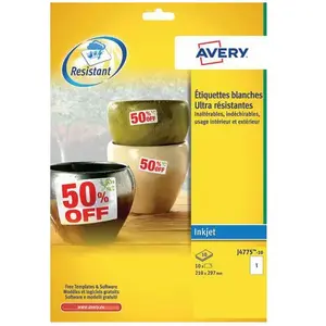 Comparateur de prix : Avery j4775-10 étiquette auto-collante rectangle permanent blanc 10 pièce(s)