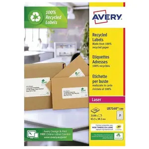 Comparateur de prix : Avery 2 100 étiquettes recyclées - 63,5 x 38,1mm - Laser - LR7160-100