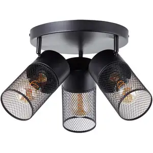 Spot de plafond Kamolo 3 lampes - BRILLIANT - Noir mat - Têtes pivotantes - Compatible variateur pas cher