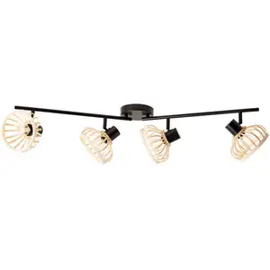 Projecteur - BRILLIANT - Norah - 4-flammes - Métal et bambou - 28W E14 pas cher