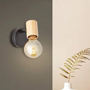 Brilliant Spot mural Kerry, noir/naturel, largeur 9 cm, bambou pas cher