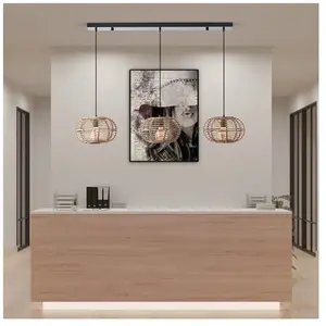 Comparateur de prix : Suspension - BRILLIANT - Woodball - 3 lampes - Bois naturel - Noir mat - 40 W