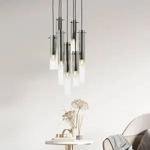 Comparateur de prix : Brilliant Suspension Glasini, Ø 32 cm, gris fumé, 7 lampes, verre