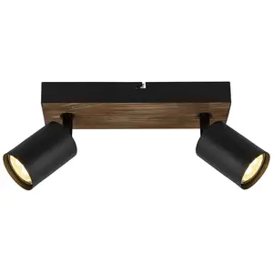 Comparateur de prix : Brilliant Applique murale Jello Wood, noir/bois, à 2 lampes