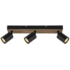 Comparateur de prix : Brilliant Applique murale Jello Wood, noir/bois, à 3 lampes