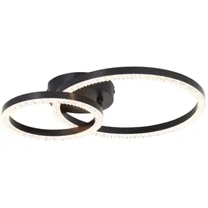 BRILLIANT Plafonnier 30x40cm Aurelia noir IP20 LED intégrée pas cher