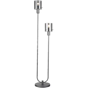 Brilliant Lampadaire Riffelini, hauteur 152 cm, gris fumé, 2 lampes, v...Vendu parluminaire