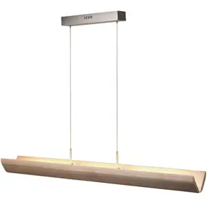 Brilliant Suspension LED Monterra, longueur 132 cm, marron, bois pas cher