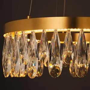 Brilliant Suspension LED Celestia, Ø 40 cm, couleur laiton, cristalVendu parluminaire