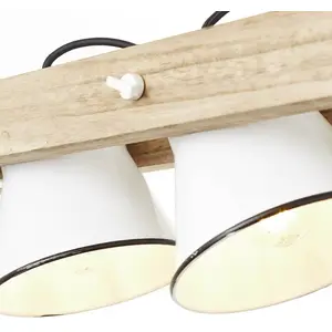 Brilliant Suspension Plow à 3 lampes blanc bois clair pas cher