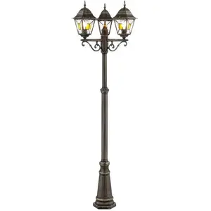 Comparateur de prix : Lampadaire extérieur JANEL - BRILLIANT - noir doré - métal/verre - 3x6...