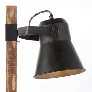 Brilliant Lampe à poser Plow, noire/bois foncé pas cher