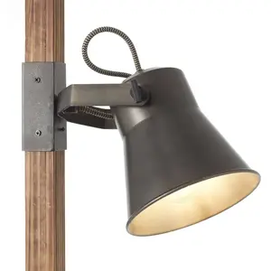 Comparateur de prix : Lampadaire 2 lampes design Brilliant Plow Noir Bois 82156/46