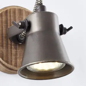 Plafonnier - BRILLIANT - 82210-46 - Noir - Bois massif - Style Industriel pas cher