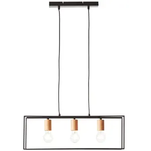 Suspension - BRILLIANT - Arica - 3-flammes - Noir - Bois - E27