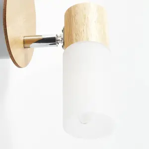 Comparateur de prix : Brilliant Applique Spot A 1 Lumiere Babsan E14 40w Bois Clair Et Blanc
