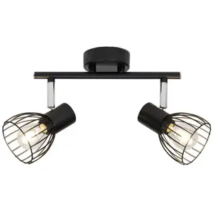 Comparateur de prix : Brilliant Spot pour plafond Blacky, longueur 31 cm, noir, à 2 lampes, métal