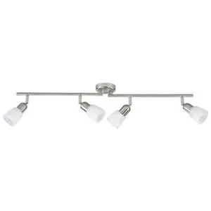 Comparateur de prix : BRILLIANT Plafonnier barre à 4 lumières Sofia hauteur 13 cm E14 40W acier, chrome et blanc
