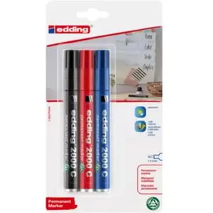 edding 2000 C Marqueur permanent - noir, rouge, bleu - 3 stylos - poin...