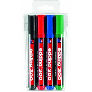 Comparateur de prix : Edding Etui De 4 Marqueurs Permanent 300 Pointe Ogive 1,5 - 3 Mm Assortis