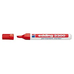 edding - 3300 Marqueur permanent, pointe biseautée, rouge pas cher