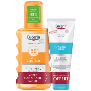 Eucerin Pack Oil Control Sun Spray Spf50+ 200ml + Sun Relief 50ml pas cher