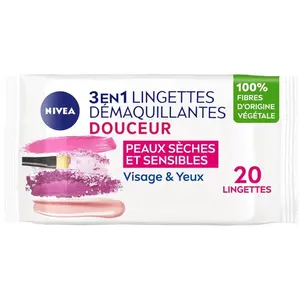 Comparateur de prix : NIVEA Lingettes démaquillantes douceur - Peaux sèches - 20 unités